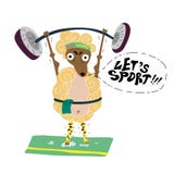 Het schaap met een inspanning fokt de bar en verzoekt sporten vector illustratie Het schaap met een inspanning fokt de bar en verzoekt sporten vector illustratie