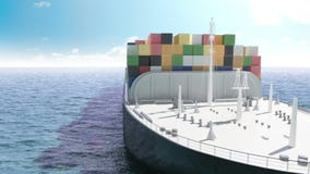 Het schip van de ladingscontainer in een overzees Het schip van de ladingscontainer in een overzees