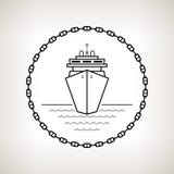 Het schip van de silhouetcruise op een lichte achtergrond stock illustratie Het schip van de silhouetcruise op een lichte achtergrond stock illustratie