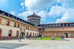 Het Sforza-Kasteel als Castello Sforzesco ook wordt gekend die royalty-vrije stock afbeeldingen Het Sforza-Kasteel als Castello Sforzesco ook wordt gekend die royalty-vrije stock afbeeldingen