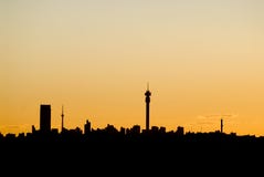 Het Silhouet van Johannesburg stock afbeeldingen Het Silhouet van Johannesburg stock afbeeldingen