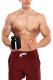 Het smeren van het anabole eiwitformaat van het bodybuilder bodybuilding portret stock foto's Het smeren van het anabole eiwitformaat van het bodybuilder bodybuilding portret stock foto's