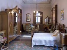 Het Spaanse Binnenland van de Slaapkamer - Jugendstil royalty-vrije stock foto Het Spaanse Binnenland van de Slaapkamer - Jugendstil royalty-vrije stock foto