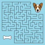 Het spel van het labyrintlabyrint met oplossing Hulphond stock illustratie Het spel van het labyrintlabyrint met oplossing Hulphond stock illustratie
