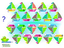 Het spel van het logicaraadsel voor kinderen en volwassenen Vind de correcte bezinning van elke zeilboot en schrijf hun aantallen royalty-vrije illustratie Het spel van het logicaraadsel voor kinderen en volwassenen Vind de correcte bezinning van elke zeilboot en schrijf hun aantallen royalty-vrije illustratie