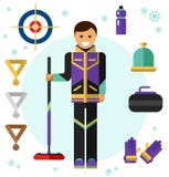Het spelpictogrammen van de ijs krullende sport royalty-vrije illustratie Het spelpictogrammen van de ijs krullende sport royalty-vrije illustratie
