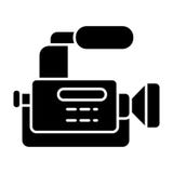 Het stevige pictogram van de rapportagecamera Camcorder vectordieillustratie op wit wordt geïsoleerd Camera met het ontwerp van d stock illustratie Het stevige pictogram van de rapportagecamera Camcorder vectordieillustratie op wit wordt geïsoleerd Camera met het ontwerp van d stock illustratie