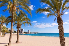 Het strand van Alicante San Juan van La Albufereta stock afbeeldingen Het strand van Alicante San Juan van La Albufereta stock afbeeldingen