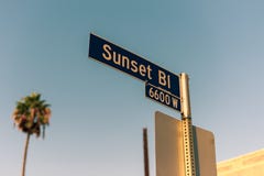 Het Sunset Boulevard-teken in La royalty-vrije stock afbeelding Het Sunset Boulevard-teken in La royalty-vrije stock afbeelding