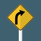 het symbool boog Juiste die Verkeersverkeersteken op grijze hemelachtergrond worden geïsoleerd Vector illustratie stock illustratie het symbool boog Juiste die Verkeersverkeersteken op grijze hemelachtergrond worden geïsoleerd Vector illustratie stock illustratie