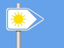 Het teken van de zonrichting met pool op een blauwe achtergrond royalty-vrije illustratie Het teken van de zonrichting met pool op een blauwe achtergrond royalty-vrije illustratie
