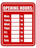 Het Teken van Openingstijden Het Teken van Openingstijden