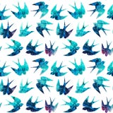 het uitstekende patroon met weinig slikt, naadloos patroon met vogel stock illustratie het uitstekende patroon met weinig slikt, naadloos patroon met vogel stock illustratie