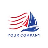 Het varen logoblue en rood op windvector royalty-vrije illustratie Het varen logoblue en rood op windvector royalty-vrije illustratie