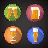Het Vastgestelde Vlakke Vectorpictogram van het bierglas stock illustratie Het Vastgestelde Vlakke Vectorpictogram van het bierglas stock illustratie
