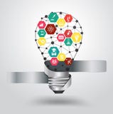 Het vector hexagon moderne ontwerp van het gloeilampenidee templ royalty-vrije illustratie Het vector hexagon moderne ontwerp van het gloeilampenidee templ royalty-vrije illustratie