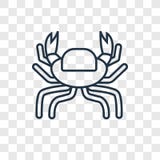 Het vector lineaire die pictogram van het krabconcept op transparante backgrou wordt geïsoleerd stock illustratie Het vector lineaire die pictogram van het krabconcept op transparante backgrou wordt geïsoleerd stock illustratie