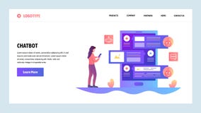Het vector malplaatje van het websiteontwerp AI online praatje bot en klantenondersteunende dienst Het landen paginaconcepten voo stock illustratie Het vector malplaatje van het websiteontwerp AI online praatje bot en klantenondersteunende dienst Het landen paginaconcepten voo stock illustratie