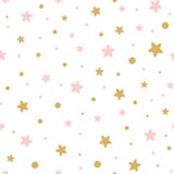 Het vector roze naadloze patroon decoreted gouden roze sterren voor Kerstmis backgound of zoet het meisjesontwerp van de babydouc royalty-vrije illustratie Het vector roze naadloze patroon decoreted gouden roze sterren voor Kerstmis backgound of zoet het meisjesontwerp van de babydouc royalty-vrije illustratie