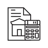 Het het vectordieteken en symbool van het hypotheekpictogram op witte achtergrond, het concept van het Hypotheekembleem wordt geï stock illustratie Het het vectordieteken en symbool van het hypotheekpictogram op witte achtergrond, het concept van het Hypotheekembleem wordt geï stock illustratie