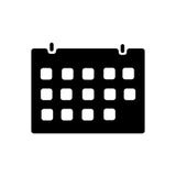 Het het vectordieteken en symbool van het kalenderpictogram op witte achtergrond, het concept van het Kalenderembleem wordt geïso royalty-vrije illustratie Het het vectordieteken en symbool van het kalenderpictogram op witte achtergrond, het concept van het Kalenderembleem wordt geïso royalty-vrije illustratie
