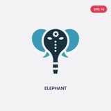 Het vectorpictogram van de twee kleurenolifant van godsdienstconcept het geïsoleerde blauwe symbool van het olifants vectorteken vector illustratie Het vectorpictogram van de twee kleurenolifant van godsdienstconcept het geïsoleerde blauwe symbool van het olifants vectorteken vector illustratie