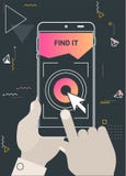 Het vergrote werkelijkheidsnavigatie en concept van de reismobiele toepassing vector illustratie Het vergrote werkelijkheidsnavigatie en concept van de reismobiele toepassing vector illustratie