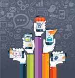 Het vlakke concept van ontwerp vector mobiele apps met Webpictogrammen