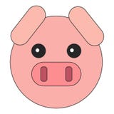 Het vlakke hoofd van het stijlbiggetje vector illustratie Het vlakke hoofd van het stijlbiggetje vector illustratie