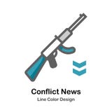 Het Vlakke Pictogram van het conflictnieuws stock illustratie Het Vlakke Pictogram van het conflictnieuws stock illustratie