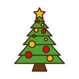 Het vrolijke geïsoleerde pictogram van de Kerstmisboom Stock Foto's Het vrolijke geïsoleerde pictogram van de Kerstmisboom Stock Foto's