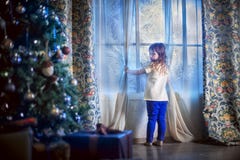 Het wachten op de Kerstman Royalty-vrije Stock Afbeeldingen Het wachten op de Kerstman Royalty-vrije Stock Afbeeldingen