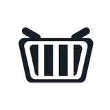 Het winkelen het het vectordieteken en symbool van het mandpictogram op witte achtergrond, het Winkelen het concept van het mande royalty-vrije illustratie Het winkelen het het vectordieteken en symbool van het mandpictogram op witte achtergrond, het Winkelen het concept van het mande royalty-vrije illustratie