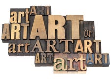 Het woordsamenvatting van de kunst in houten type stock afbeeldingen Het woordsamenvatting van de kunst in houten type stock afbeeldingen