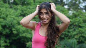 Het zware Vrouwelijke Kereltje van Latina Stock Foto's Het zware Vrouwelijke Kereltje van Latina Stock Foto's