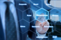 Hexagon grid governance click from businessman