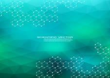 Hexagonal molecule. Molecular structure. Genetic and chemical compounds. Chemistry, medicine, science and technology stock illustration Hexagonal molecule. Molecular structure. Genetic and chemical compounds. Chemistry, medicine, science and technology stock illustration