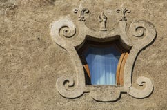 hexagonal window in one of the houses of Rome, Italy royalty free stock photo hexagonal window in one of the houses of Rome, Italy royalty free stock photo