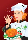 Hexe - Chef, der für Halloween-Party kocht vektor abbildung Hexe - Chef, der für Halloween-Party kocht vektor abbildung