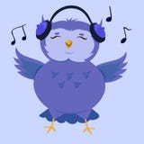 Hibou mignon de bande dessinée écoutant la musique Illustration de vecteur illustration stock Hibou mignon de bande dessinée écoutant la musique Illustration de vecteur illustration stock