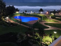 Beach front view of a pool and ocean royalty free stock images Beach front view of a pool and ocean royalty free stock images