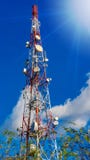 High red and white painted radio telecommunication cellular tower royalty free stock photos High red and white painted radio telecommunication cellular tower royalty free stock photos
