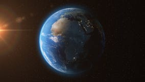 Earth from space sun light stars - 3D Animation 4K