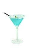 Blue alcohol drink decorated with sugar and black stick isolated on white royalty free stock photos Blue alcohol drink decorated with sugar and black stick isolated on white royalty free stock photos