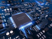 High Tech Electronic PCB Printed Circuit Board With Processor And Microchips Royalty Free Stock Photography High Tech Electronic PCB Printed Circuit Board With Processor And Microchips Royalty Free Stock Photography