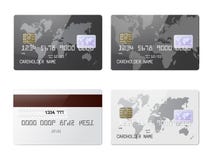 Highly detailed realistic glossy credit cards mock up set vector illustration Highly detailed realistic glossy credit cards mock up set vector illustration