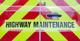 Highway Maintenance On The Back Of A Van Royalty Free Stock Image Highway Maintenance On The Back Of A Van Royalty Free Stock Image