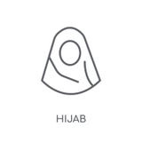 Hijab linjär symbol Modernt begrepp för översiktsHijab logo på vita lodisar stock illustrationer Hijab linjär symbol Modernt begrepp för översiktsHijab logo på vita lodisar stock illustrationer
