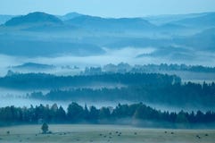 Hilly Landscape With Fog Royalty Free Stock Image