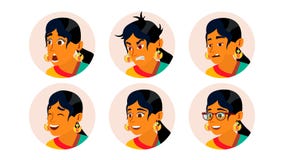 Hindoese Bedrijfsvrouwenavatar Vector Vrouwengezicht, Geplaatste Emoties Indische Vrouwelijke Creatieve Placeholder Modern Meisje royalty-vrije illustratie Hindoese Bedrijfsvrouwenavatar Vector Vrouwengezicht, Geplaatste Emoties Indische Vrouwelijke Creatieve Placeholder Modern Meisje royalty-vrije illustratie